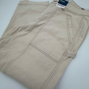 NWT Old Navy Ladies Cream Painter-Style Cargo Pants Size 14